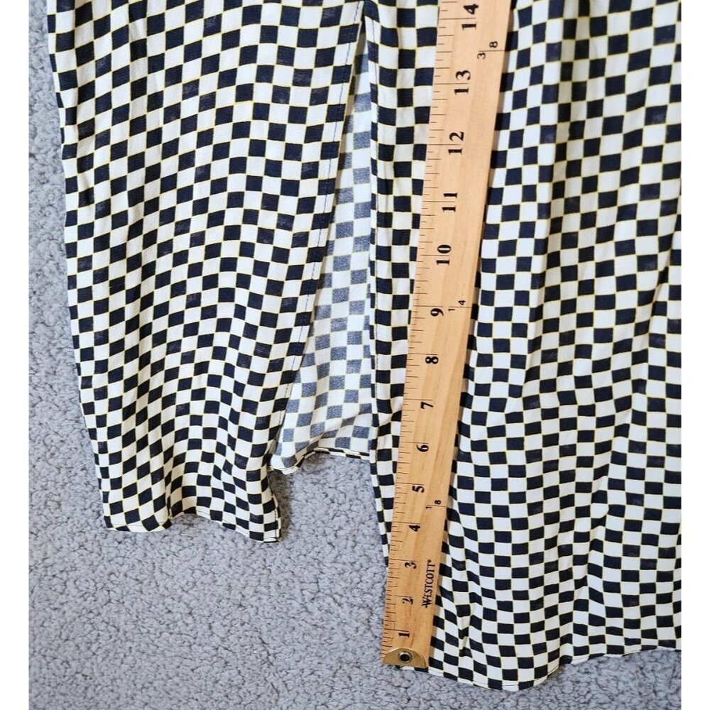 Reiss‎ Women's Sz 10 Dahlia Check Long Sleeve Dress Asymmetrical Hem Black/White - Picture 10 of 16